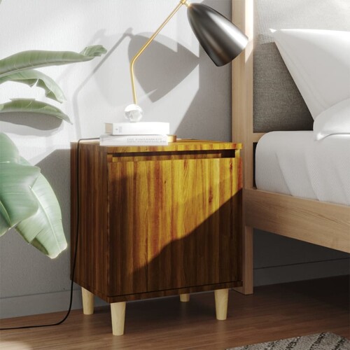 vidaXL Noćni ormarići s drvenim nogama 2 kom smeđi hrast 40x30x50 cm
