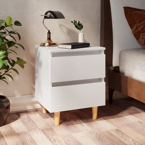 vidaXL Noćni ormarići s nogama od borovine 2 kom bijeli 40x35x50 cm