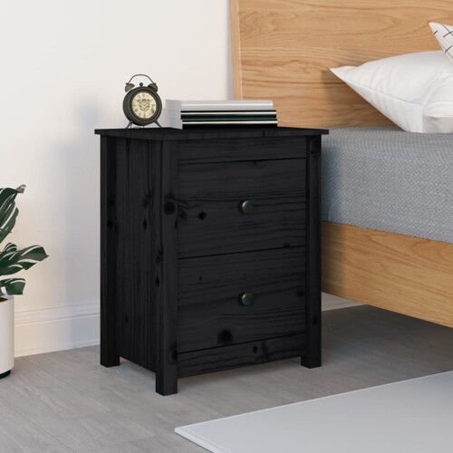 vidaXL Noćni ormarić crni 50x35x61,5 cm od masivne borovine