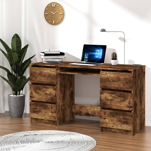 vidaXL Radni stol boja dimljenog hrasta 140x50x77 cm konstruirano drvo