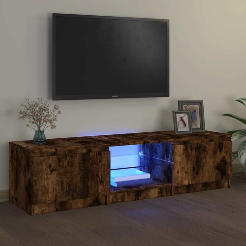 vidaXL TV ormarić s LED svjetlima boja dimljenog hrasta 140x40x35,5 cm