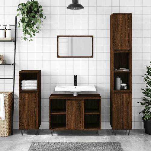 vidaXL Ormarić za umivaonik smeđa boja hrasta 80x33x60 cm drveni