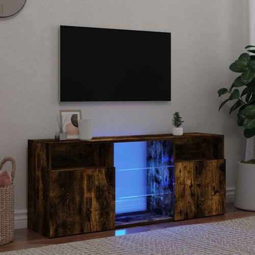 vidaXL TV ormarić s LED svjetlima boja dimljenog hrasta 120x30x50 cm
