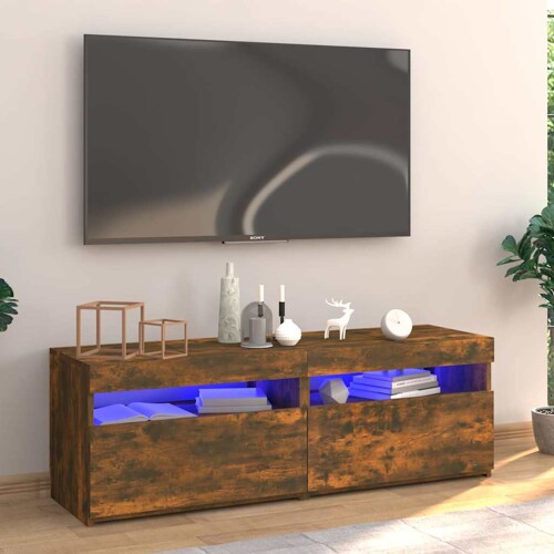 vidaXL TV ormarić s LED svjetlima boja dimljenog hrasta 120x35x40 cm