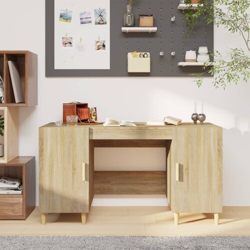 vidaXL Radni stol boja hrasta sonome 140x50x75 cm konstruirano drvo