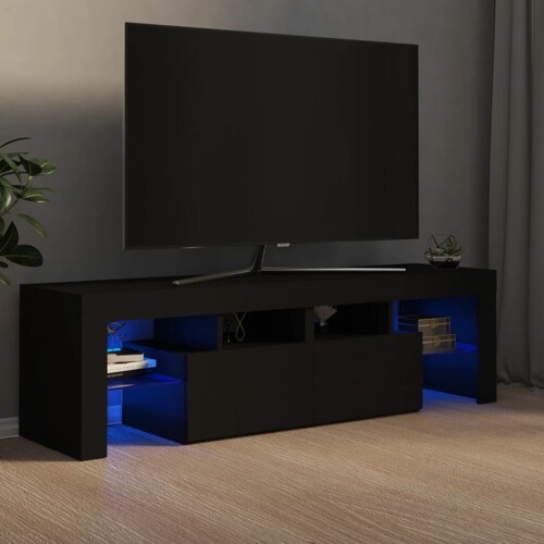 vidaXL TV ormarić s LED svjetlima crni 140 x 36,5 x 40 cm