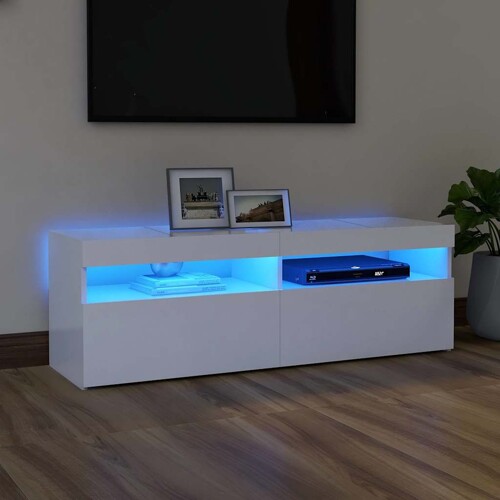 vidaXL TV ormarić s LED svjetlima bijeli 120x35x40 cm