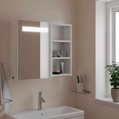 vidaXL Kupaonski ormarić s ogledalom i LED svjetlom bijeli 60x13x52 cm