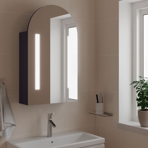 vidaXL Kupaonski ormarić s ogledalom LED lučni sivi 42 x 13 x 70 cm