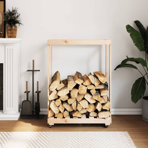 vidaXL Držač za cjepanice s kotačima 76,5x40x108 cm masivna borovina