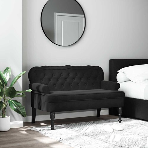 vidaXL Klupa s naslonom crna 119,5 x 64,5 x 75 cm baršunasta