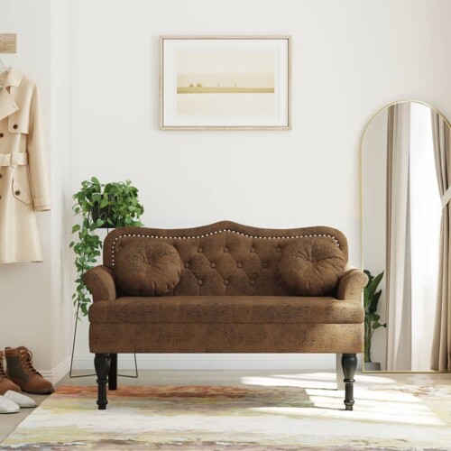 vidaXL Klupa s naslonom smeđa 120,5x65x75 cm umjetna brušena koža