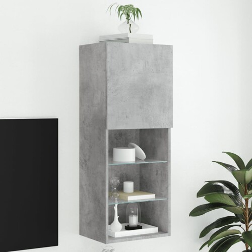 vidaXL TV ormarić s LED svjetlima siva boja betona 40,5x30x102 cm