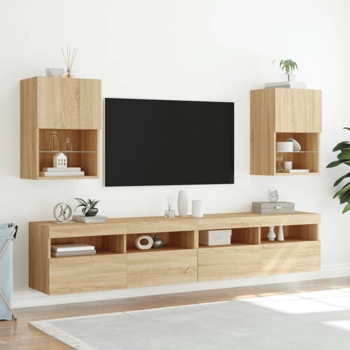vidaXL TV ormarići s LED svjetlima 2 kom boja hrasta 40,5 x 30 x 60 cm