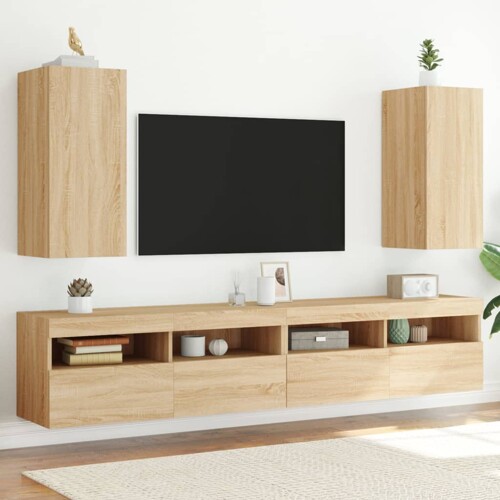 vidaXL Zidni TV ormarići LED 2 kom boja hrasta sonome 30,5x35x70 cm