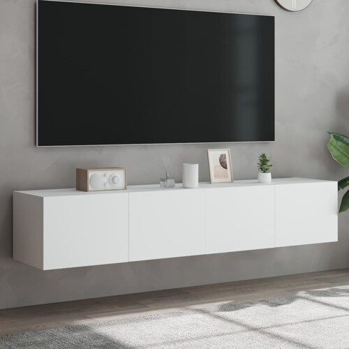 vidaXL Zidni TV ormarići s LED svjetlima 2 kom bijeli 80x35x31 cm