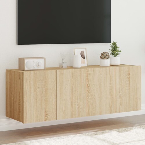 vidaXL Zidni TV ormarići s LED svjetlima 2 kom boja hrasta 60x35x41 cm