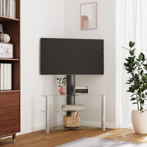 vidaXL Kutni TV stalak s 3 razine za 32 - 70 inča crno-srebrni