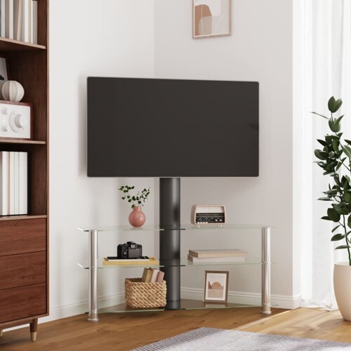 vidaXL Kutni TV stalak s 3 razine za 32 - 70 inča crno-srebrni