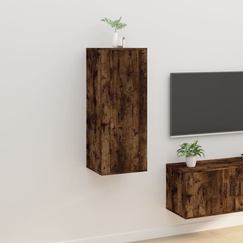 vidaXL Zidni TV ormarić Boja dimljenog hrasta 40x34,5x100 cm