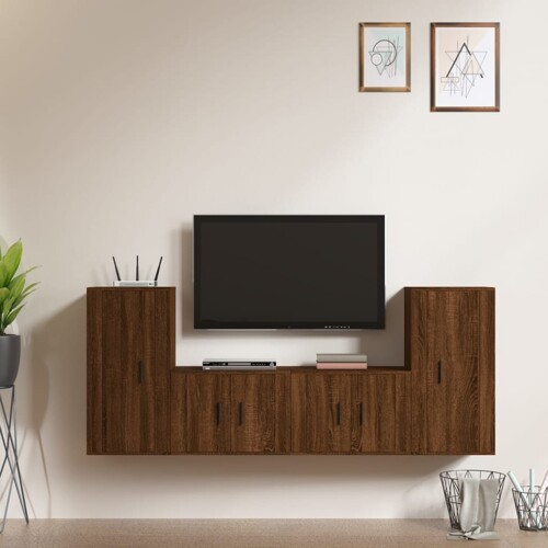 vidaXL 4-dijelni set TV ormarića boja smeđeg hrasta konstruirano drvo