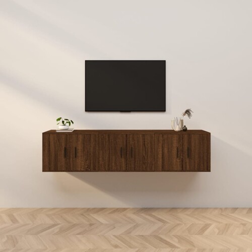 vidaXL Zidni TV ormarići 3 kom boja smeđeg hrasta 57 x 34,5 x 40 cm