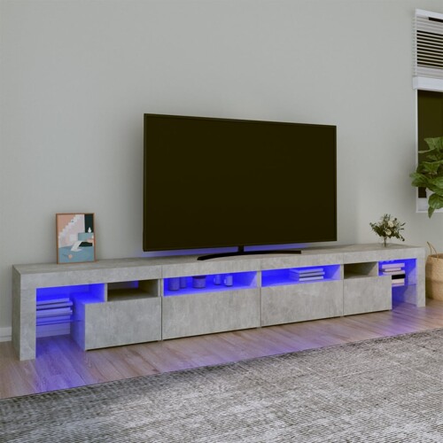 vidaXL TV ormarić s LED svjetlima siva boja betona 260x36,5x40 cm