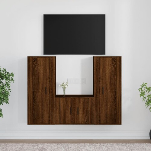vidaXL 3-dijelni set TV ormarića boja smeđeg hrasta konstruirano drvo