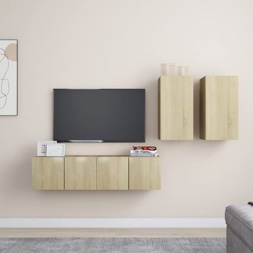 vidaXL 4-dijelni set TV ormarića boja hrasta sonome konstruirano drvo