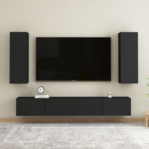 vidaXL 4-dijelni set TV ormarića od konstruiranog drva crni