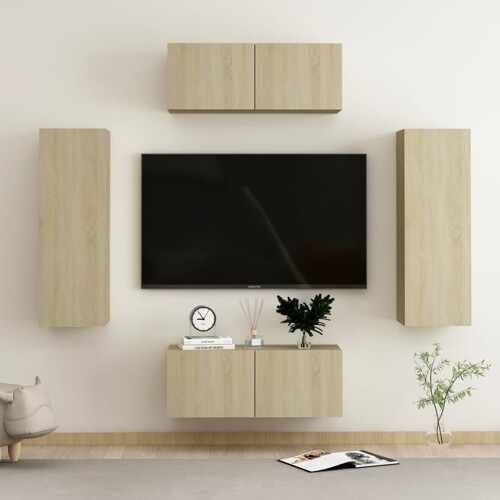 vidaXL 4-dijelni set TV ormarića boja hrasta sonome konstruirano drvo