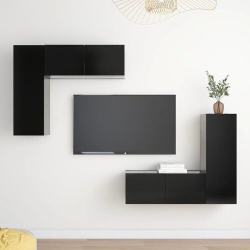 vidaXL 4-dijelni set TV ormarića od konstruiranog drva crni
