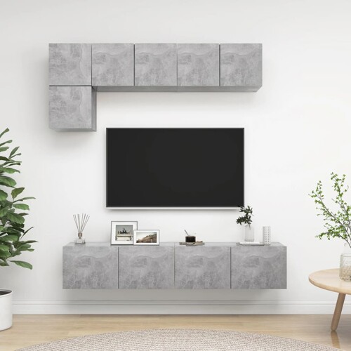 vidaXL 5-dijelni set TV ormarića siva boja betona konstruirano drvo