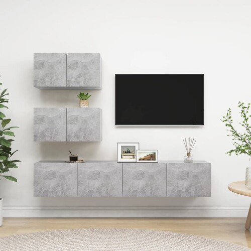 vidaXL 4-dijelni set TV ormarića siva boja betona konstruirano drvo