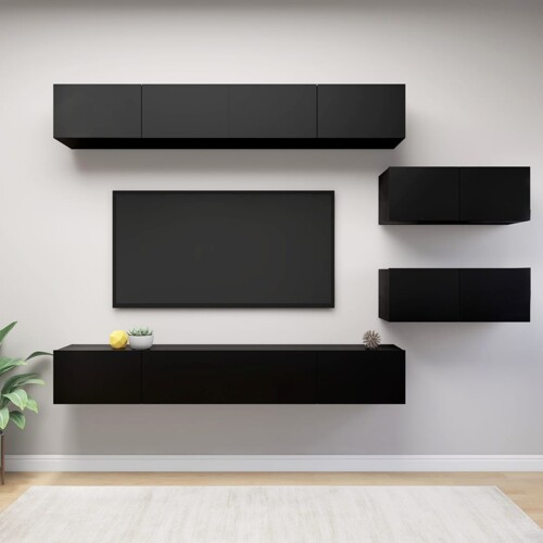 vidaXL 6-dijelni set TV ormarića crni od konstruiranog drva