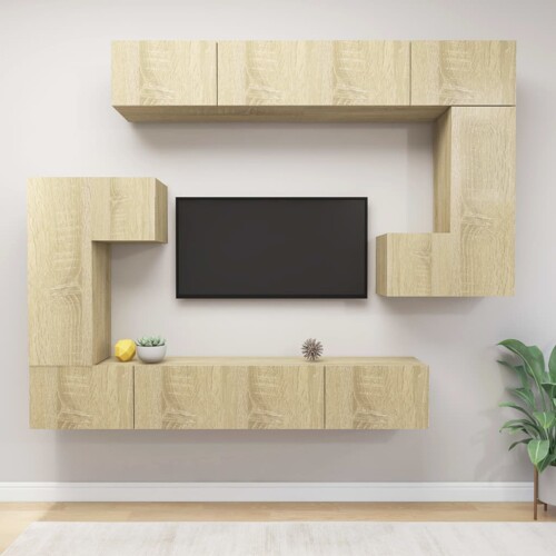 vidaXL 8-dijelni set TV ormarića boja hrasta sonome konstruirano drvo