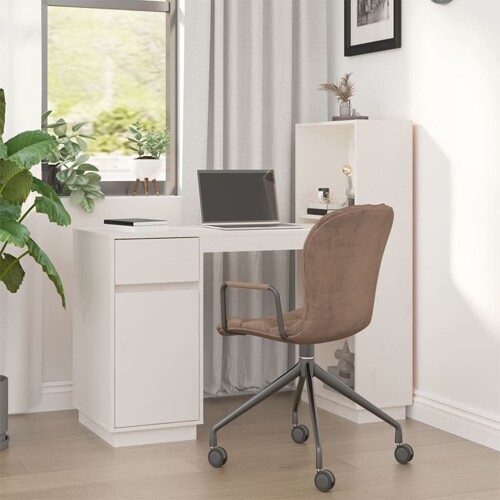 vidaXL Radni stol bijeli 110 x 53 x 117 cm od masivne borovine