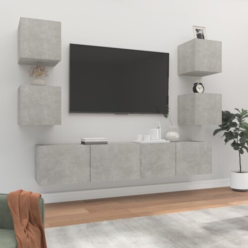 vidaXL 6-dijelni set TV ormarića siva boja betona drveni
