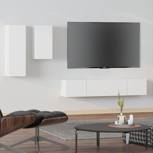 vidaXL 4-dijelni set TV ormarića bijeli od konstruiranog drva