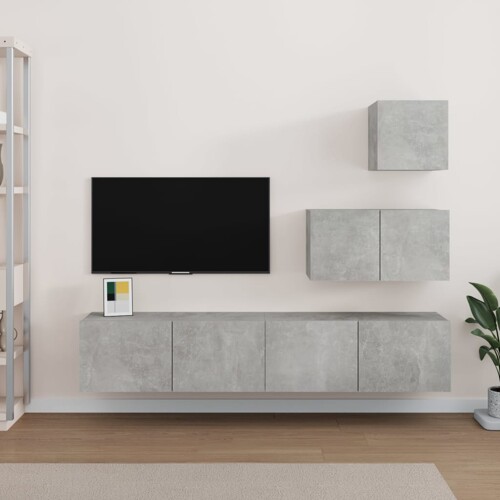 vidaXL 4-dijelni set TV ormarića siva boja betona drveni