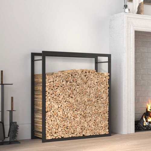 vidaXL Stalak za drva za ogrjev mat crni 80x28x86 cm čelični