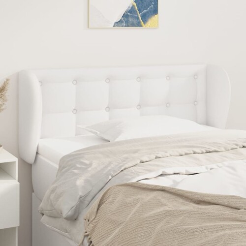 vidaXL Uzglavlje s ušima bijelo 93x23x78/88 cm od umjetne kože