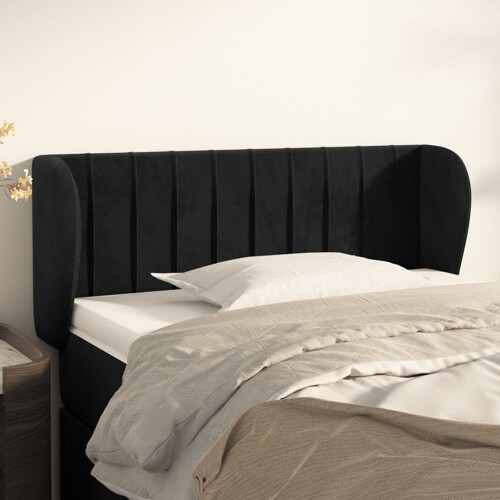 vidaXL Uzglavlje s ušima crno 93x23x78/88 cm baršunasto