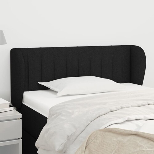 vidaXL Uzglavlje s ušima crno 93x23x78/88 cm od tkanine