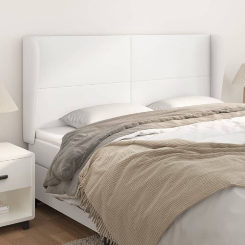 vidaXL Uzglavlje s ušima bijelo 183x23x118/128 cm od umjetne kože