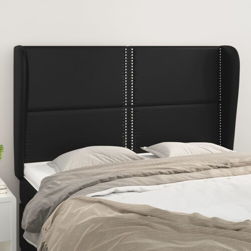 vidaXL Uzglavlje s ušima crno 147x23x118/128 cm od umjetne kože