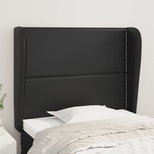 vidaXL Uzglavlje s ušima crno 83 x 23 x 118/128 cm od umjetne kože