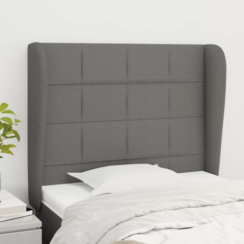 vidaXL Uzglavlje s ušima tamnosivo 83 x 23 x 118/128 cm od tkanine