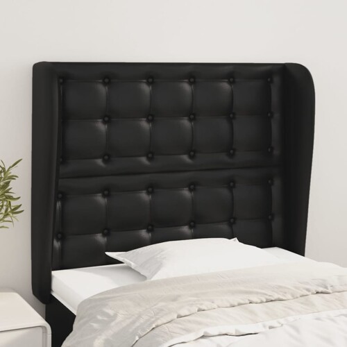 vidaXL Uzglavlje s ušima crno 83 x 23 x 118/128 cm od umjetne kože