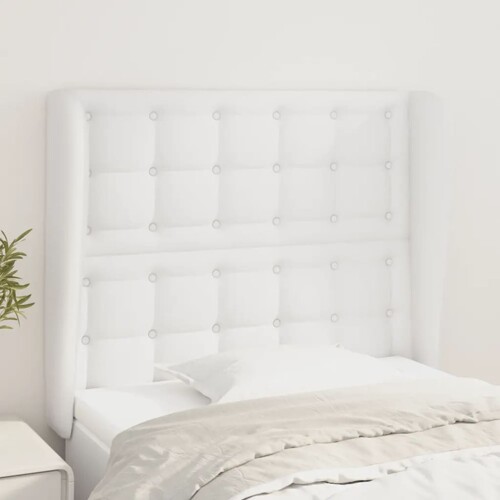 vidaXL Uzglavlje s ušima bijelo 93x23x118/128 cm od umjetne kože